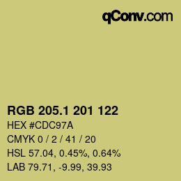 カラーコード: RGB 205.1 201 122 | qconv.com