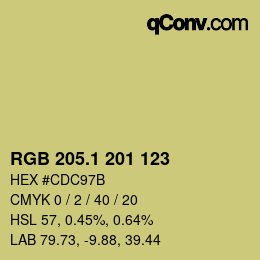 カラーコード: RGB 205.1 201 123 | qconv.com