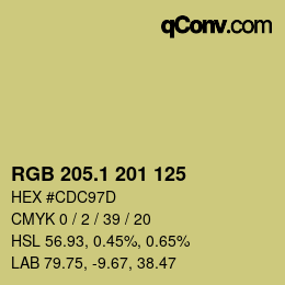 カラーコード: RGB 205.1 201 125 | qconv.com