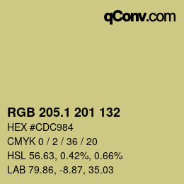 カラーコード: RGB 205.1 201 132 | qconv.com