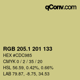 カラーコード: RGB 205.1 201 133 | qconv.com