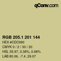 カラーコード: RGB 205.1 201 144 | qconv.com