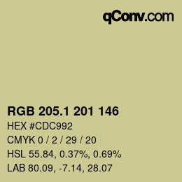 カラーコード: RGB 205.1 201 146 | qconv.com