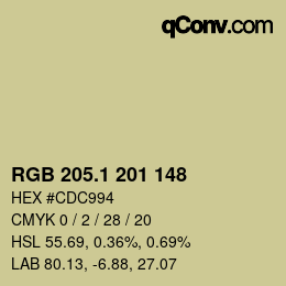 カラーコード: RGB 205.1 201 148 | qconv.com