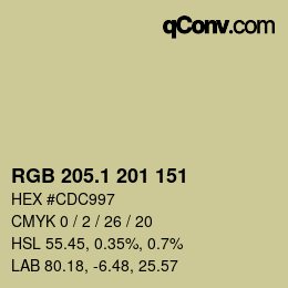 Código de color: RGB 205.1 201 151 | qconv.com