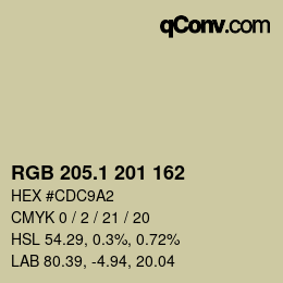 カラーコード: RGB 205.1 201 162 | qconv.com