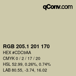 Color code: RGB 205.1 201 170 | qconv.com