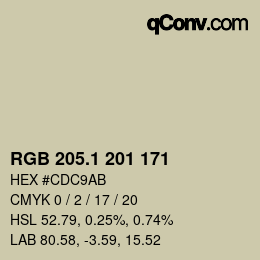 カラーコード: RGB 205.1 201 171 | qconv.com