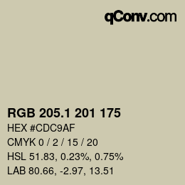 カラーコード: RGB 205.1 201 175 | qconv.com
