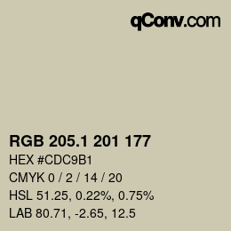 Color code: RGB 205.1 201 177 | qconv.com