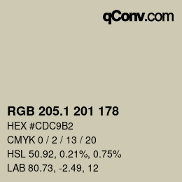 カラーコード: RGB 205.1 201 178 | qconv.com
