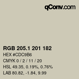 Color code: RGB 205.1 201 182 | qconv.com