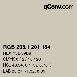 Color code: RGB 205.1 201 184 | qconv.com