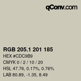カラーコード: RGB 205.1 201 185 | qconv.com