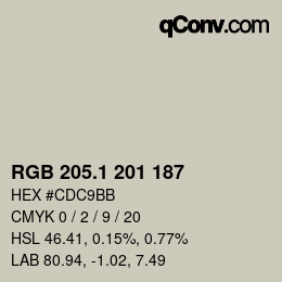 Color code: RGB 205.1 201 187 | qconv.com