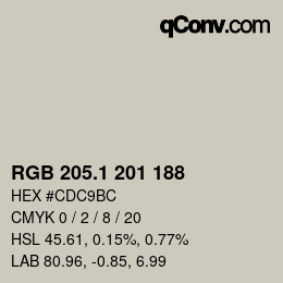 Color code: RGB 205.1 201 188 | qconv.com