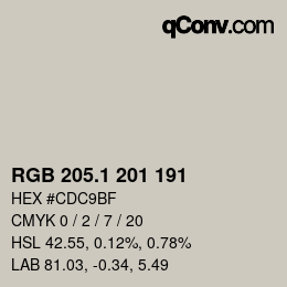 カラーコード: RGB 205.1 201 191 | qconv.com