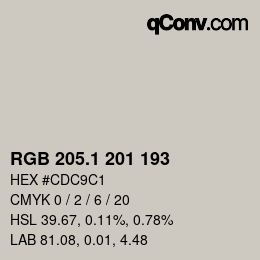 Color code: RGB 205.1 201 193 | qconv.com