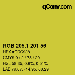 カラーコード: RGB 205.1 201 56 | qconv.com