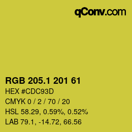 カラーコード: RGB 205.1 201 61 | qconv.com