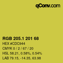 カラーコード: RGB 205.1 201 68 | qconv.com