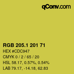 カラーコード: RGB 205.1 201 71 | qconv.com