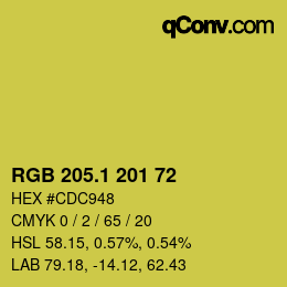 カラーコード: RGB 205.1 201 72 | qconv.com