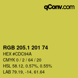 カラーコード: RGB 205.1 201 74 | qconv.com