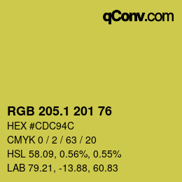 カラーコード: RGB 205.1 201 76 | qconv.com