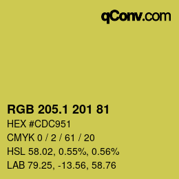 カラーコード: RGB 205.1 201 81 | qconv.com