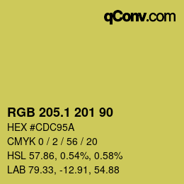 カラーコード: RGB 205.1 201 90 | qconv.com