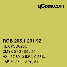 カラーコード: RGB 205.1 201 92 | qconv.com