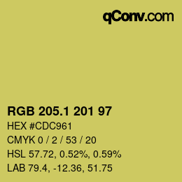 カラーコード: RGB 205.1 201 97 | qconv.com