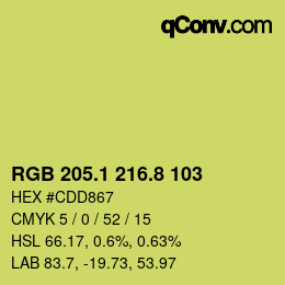 カラーコード: RGB 205.1 216.8 103 | qconv.com