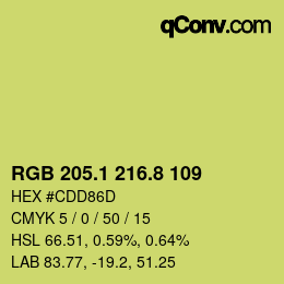 カラーコード: RGB 205.1 216.8 109 | qconv.com