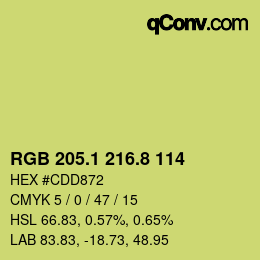 カラーコード: RGB 205.1 216.8 114 | qconv.com