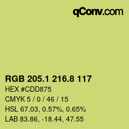 カラーコード: RGB 205.1 216.8 117 | qconv.com