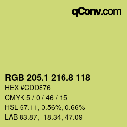 カラーコード: RGB 205.1 216.8 118 | qconv.com