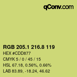 カラーコード: RGB 205.1 216.8 119 | qconv.com