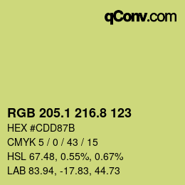 カラーコード: RGB 205.1 216.8 123 | qconv.com