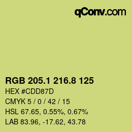 カラーコード: RGB 205.1 216.8 125 | qconv.com