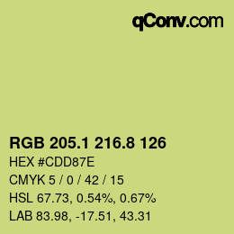 カラーコード: RGB 205.1 216.8 126 | qconv.com