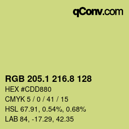 カラーコード: RGB 205.1 216.8 128 | qconv.com