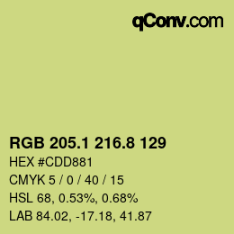 カラーコード: RGB 205.1 216.8 129 | qconv.com