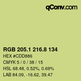 カラーコード: RGB 205.1 216.8 134 | qconv.com