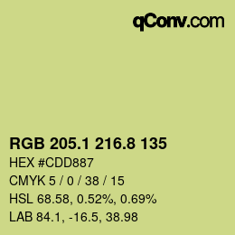 カラーコード: RGB 205.1 216.8 135 | qconv.com