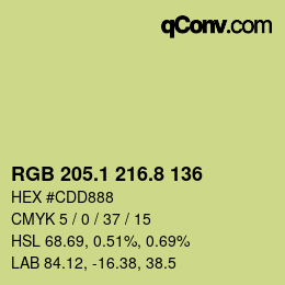 カラーコード: RGB 205.1 216.8 136 | qconv.com