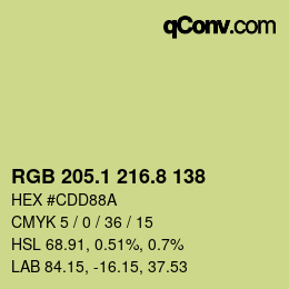 カラーコード: RGB 205.1 216.8 138 | qconv.com