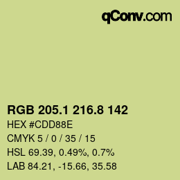 カラーコード: RGB 205.1 216.8 142 | qconv.com