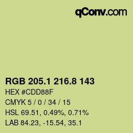 カラーコード: RGB 205.1 216.8 143 | qconv.com